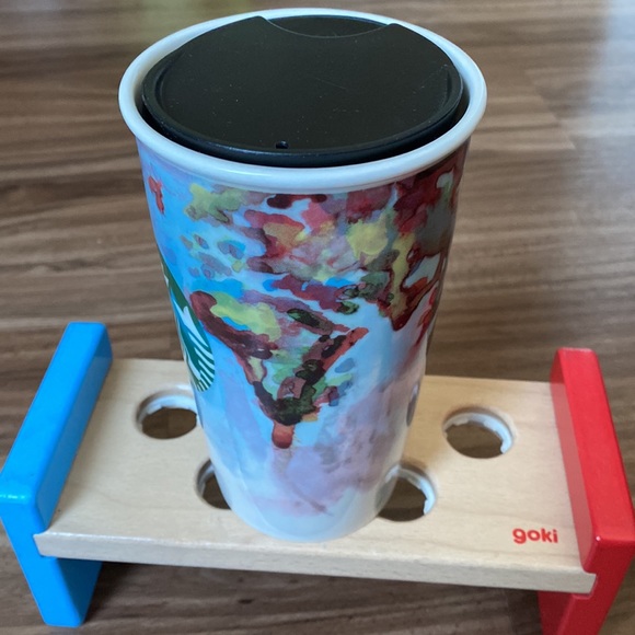 2015 Starbucks Shelby Kregel Water Color World Map Ceramic Coffee/Tea Tumbler - Picture 3 of 11